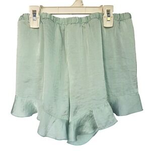 Free People Ruffle Shorts Elastic Waist Green S Small Loungewear